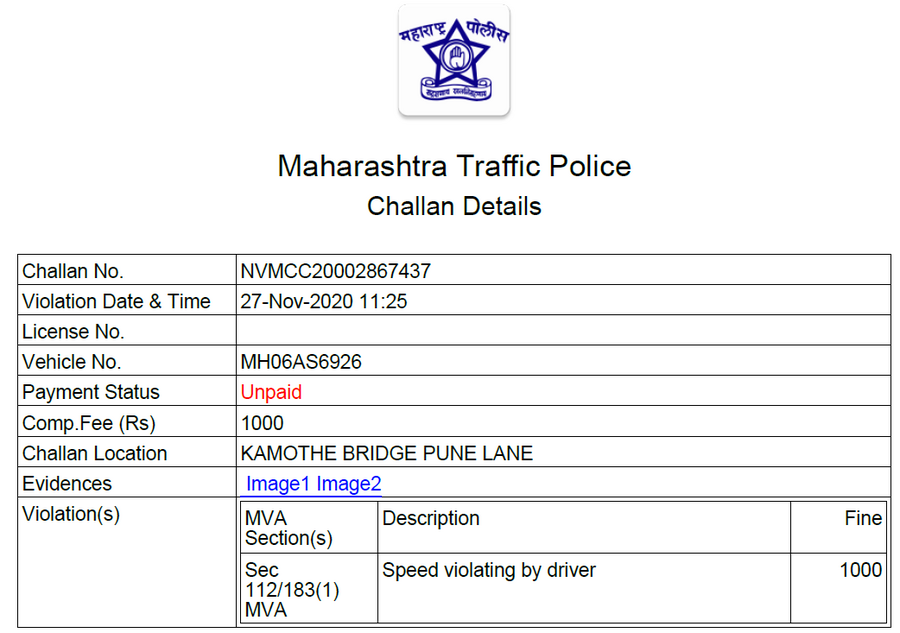 Mumbai Traffic Police — Wrong e challan on car number MH 06 AS6926