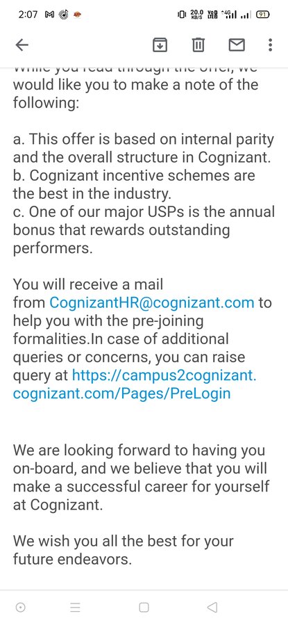 Cognizant — Got a offer letter from cognizant